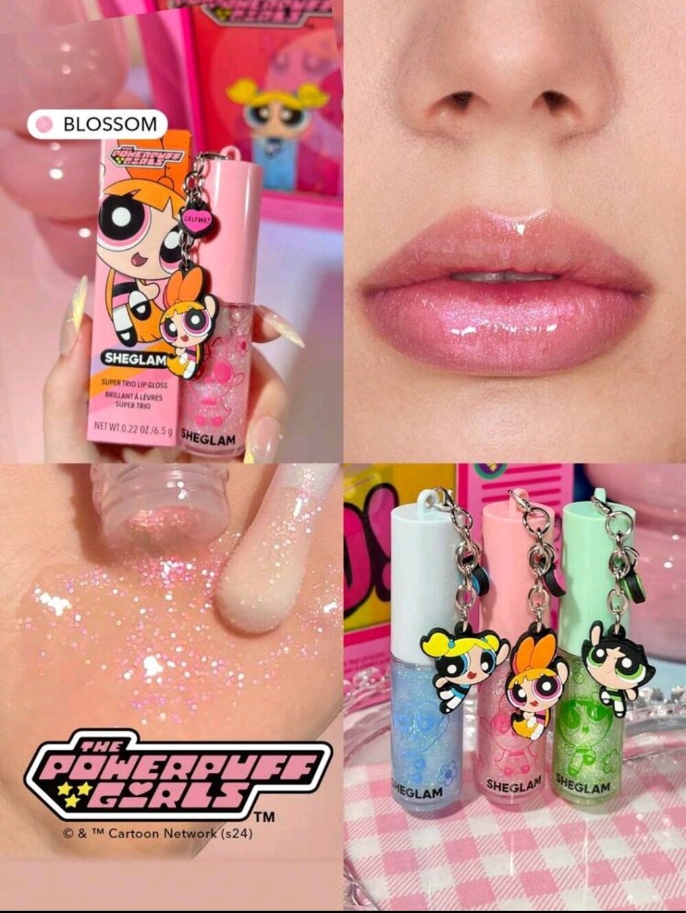 Cartoon Network SheGlam Powerpuff Girls Blossom Pink Glitter Lip Gloss